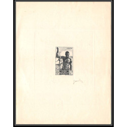 0300 Epreuve d'artiste artist proof AEF afrique equatoriale y&t 223 piroguier PIROGUE Signé signed autograph GANDON