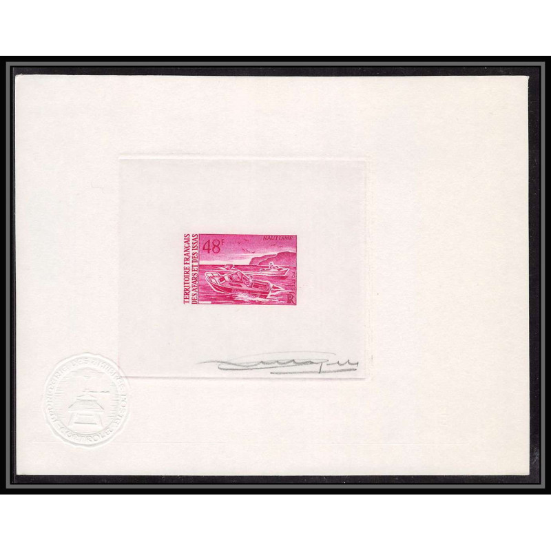 0303 Epreuve d'artiste artist proof Afars et Issas y&t 363 NAUTISME bateau (bateaux ship ships) Signé signed autograph