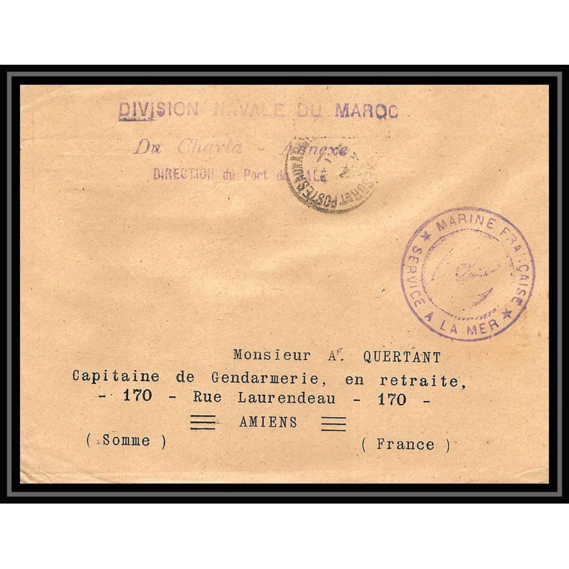 3820 division navale des ports Chayla port de salé 1914 Lettre cover occupation du maroc War
