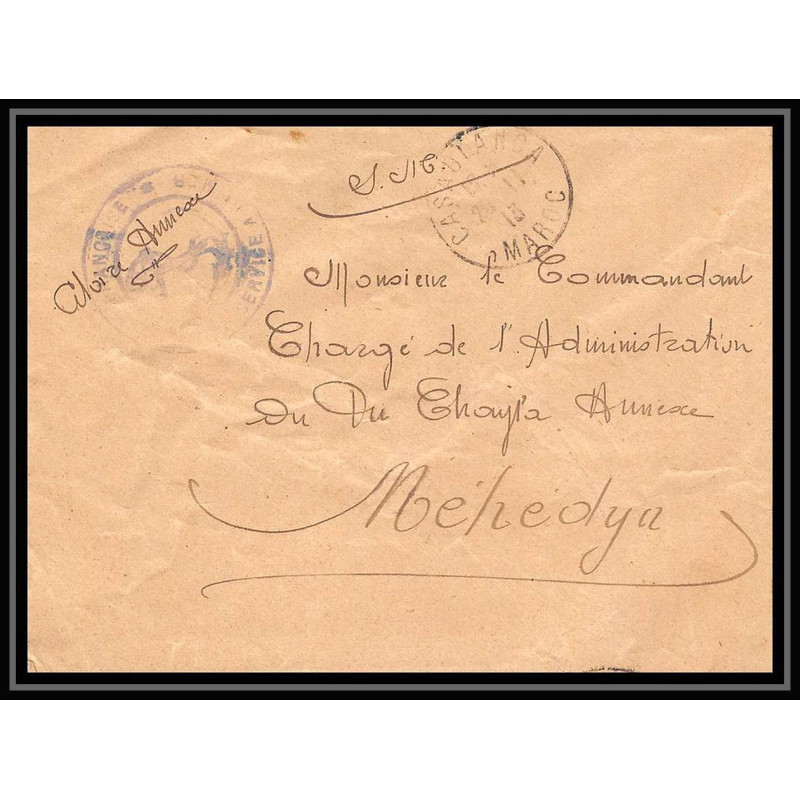 3832 division navale croiseur cuirassé GLOIRE 1913 Lettre cover occupation du maroc War
