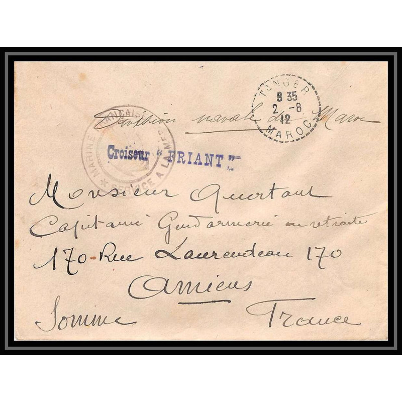 3835 division navale croiseur Friant 1912 Tanger Lettre cover occupation du maroc War