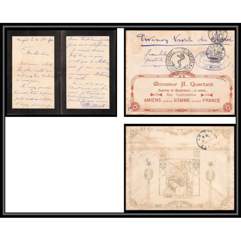 3839 division navale croiseur Du Chayla 1911 illustree LAC Lettre cover occupation du maroc War