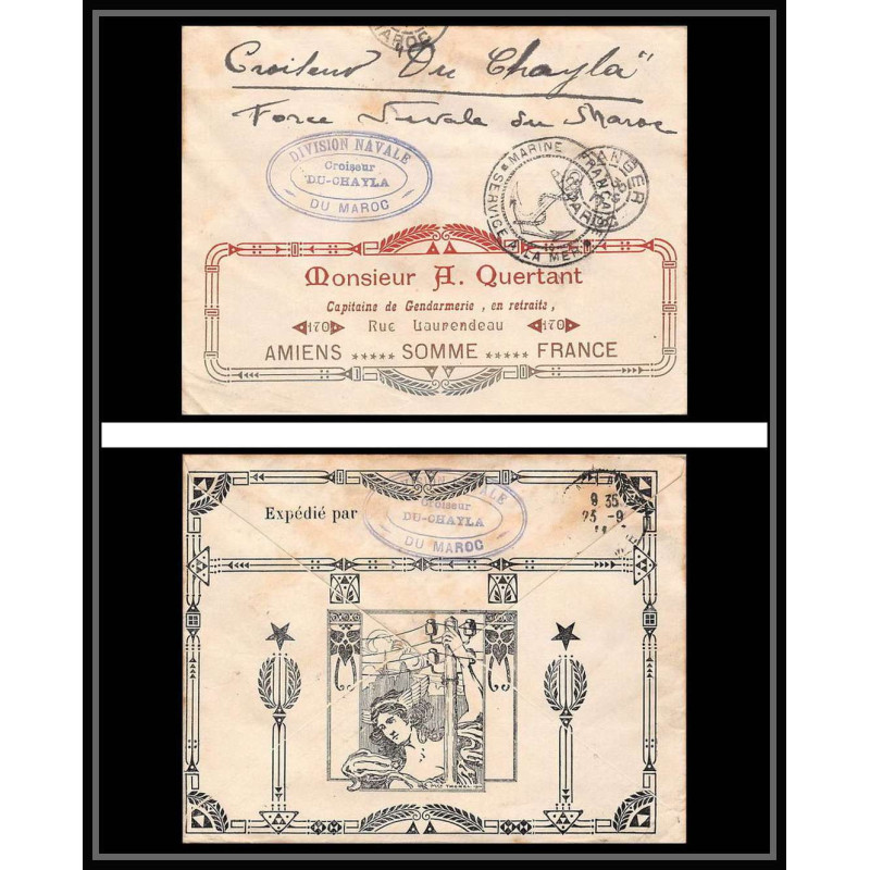 3843 division navale croiseur Du Chayla 1911 illustree Lettre cover occupation du maroc War