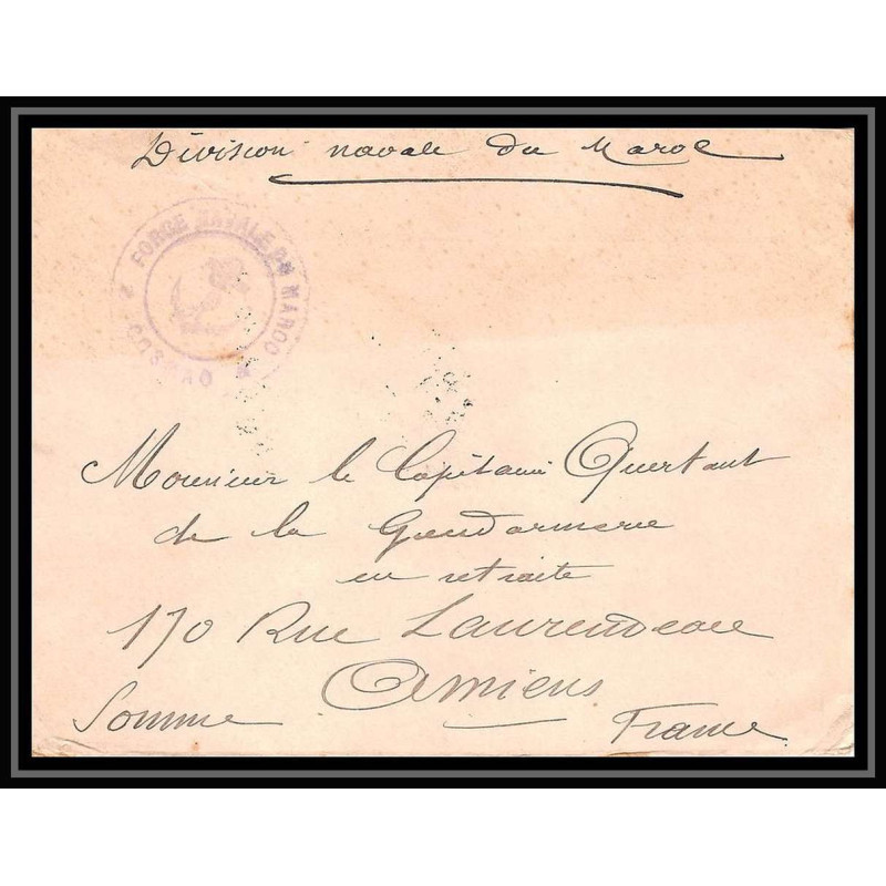3849 division navale croiseur Cosmao 1912 Lettre cover occupation du maroc War