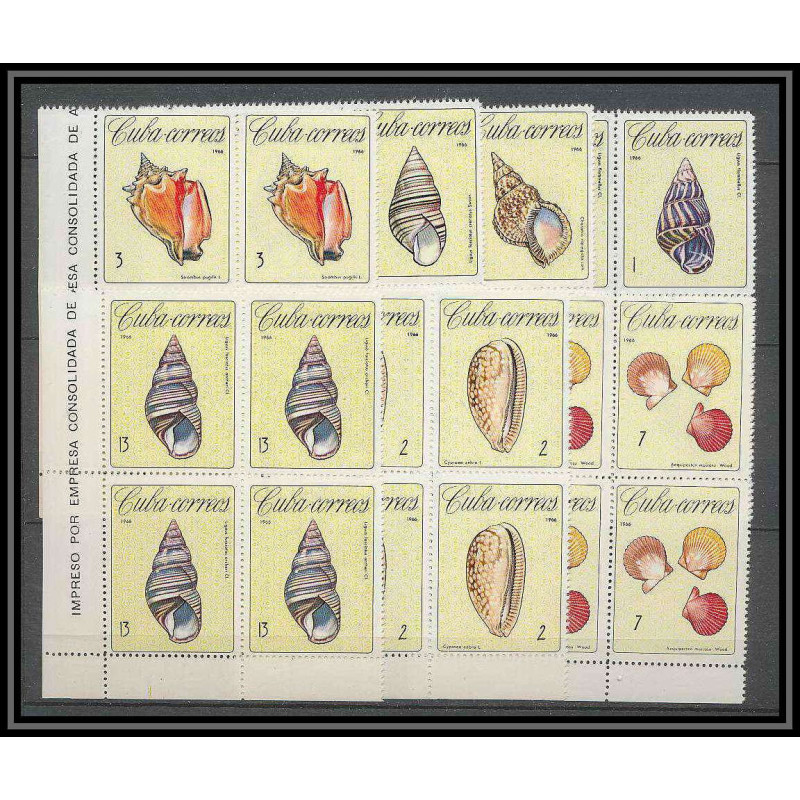 183b Cuba ** MNH N° 1009/1015 Coquillages shell shells bloc 4