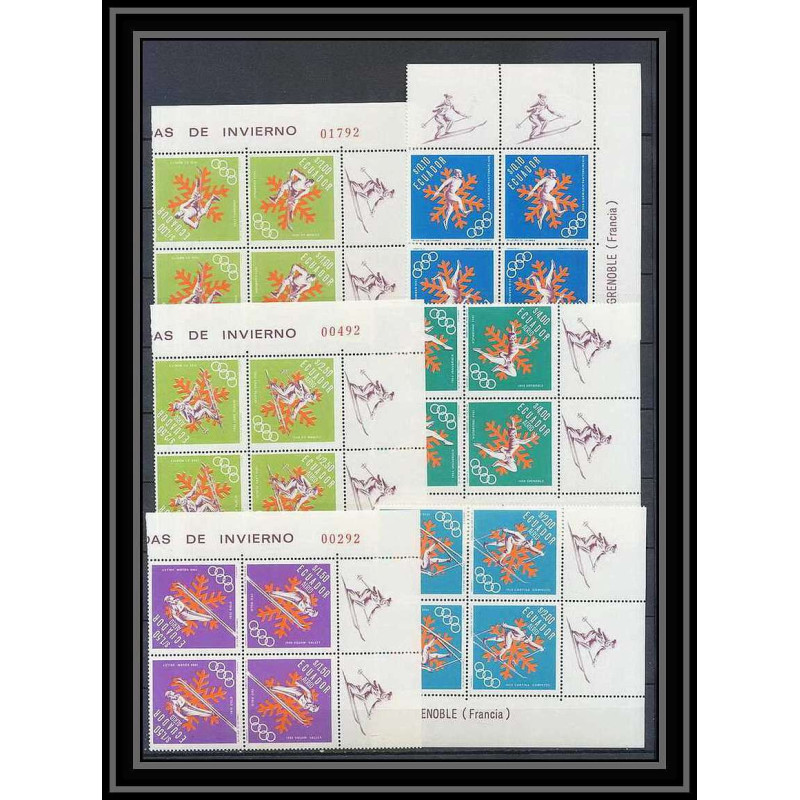 196c Equateur (ecuador) N° 775 / 776 + (PA) 472/475 jeux olympiques (olympic) 1968 GRENOBLE BLOC 4