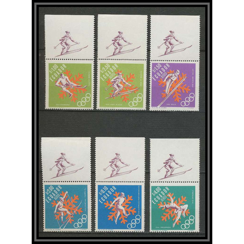 196d Equateur (ecuador) N° 775 / 776 + 472/475 jeux olympiques (olympic) 1968 GRENOBLE + vignette