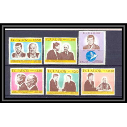 197 Equateur (ecuador) N° 784/786 + 487/489 kennedy - adenauer - De Gaulle COTE 9.60 EUROS