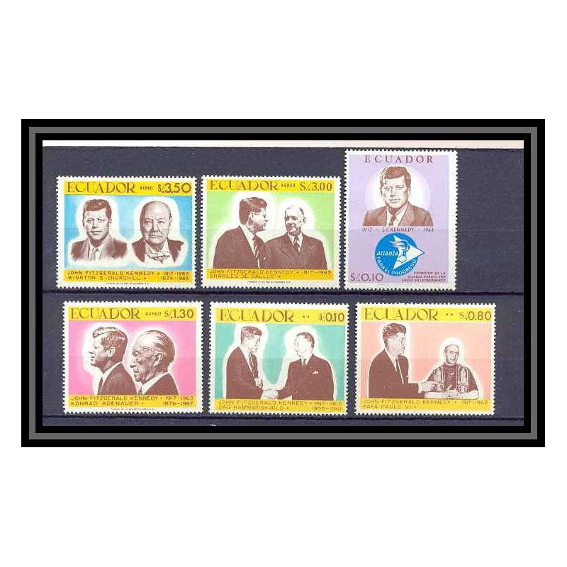197 Equateur (ecuador) N° 784/786 + 487/489 kennedy - adenauer - De Gaulle COTE 9.60 EUROS