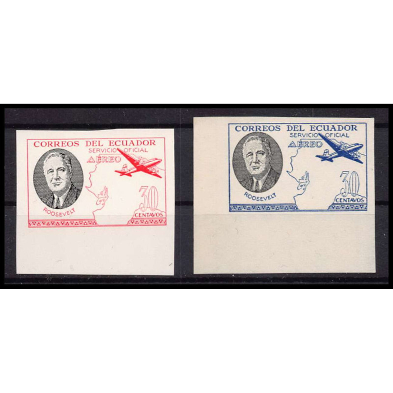 287 Equateur (ecuador) ** MNH avions (Airplanes) roosevelt NON DENTELE ** (imperforate) airmail