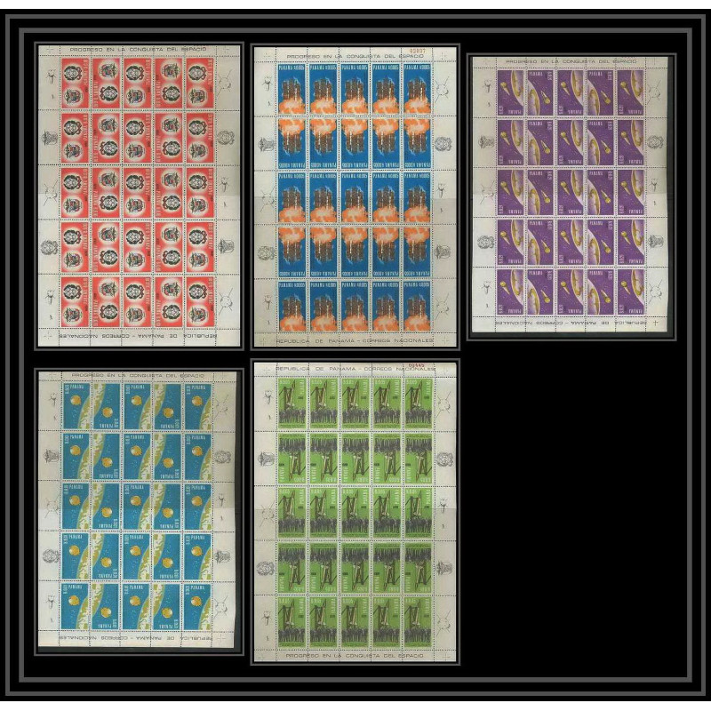 290 Panama ** MNH N° 432/433 + PA 400/402 espace (space) Satellites ITALIENS feuille complete (full sheet)