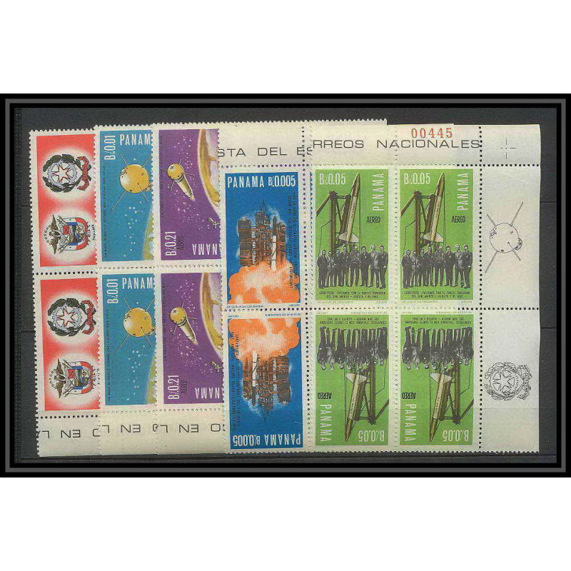 290c Panama ** MNH N° 432/433 + PA 400/402 espace (space) Satellites ITALIENS bloc 4