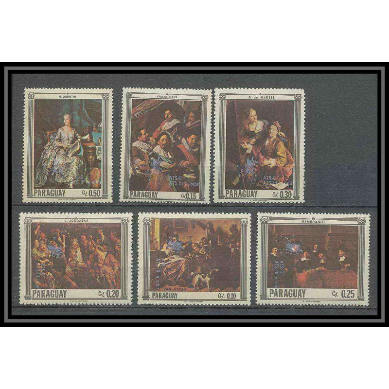 Paraguay - 137 ** MNH N° 906/911 Rembrandt Overprinted espace (space) ATS IN ORBIT