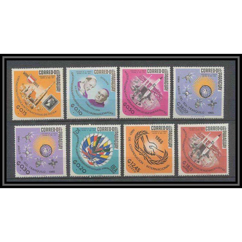Paraguay - 141 ** MNH - N° 832/836 + PA 427/429 Année du soleil calme pape pope espace (space)