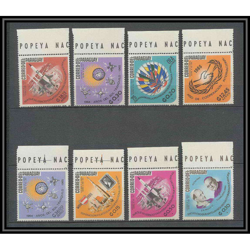 Paraguay - 141a ** MNH - N° 832/836 + PA 427/429 Année du soleil calme pape pope espace (space)