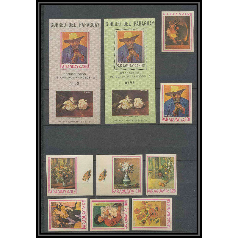 Paraguay - 148 ** MNH BLOC -Michel Bf 101 / 02 1738 / 45 non dentelé (imperforate) van gogh Tableau tableaux painting