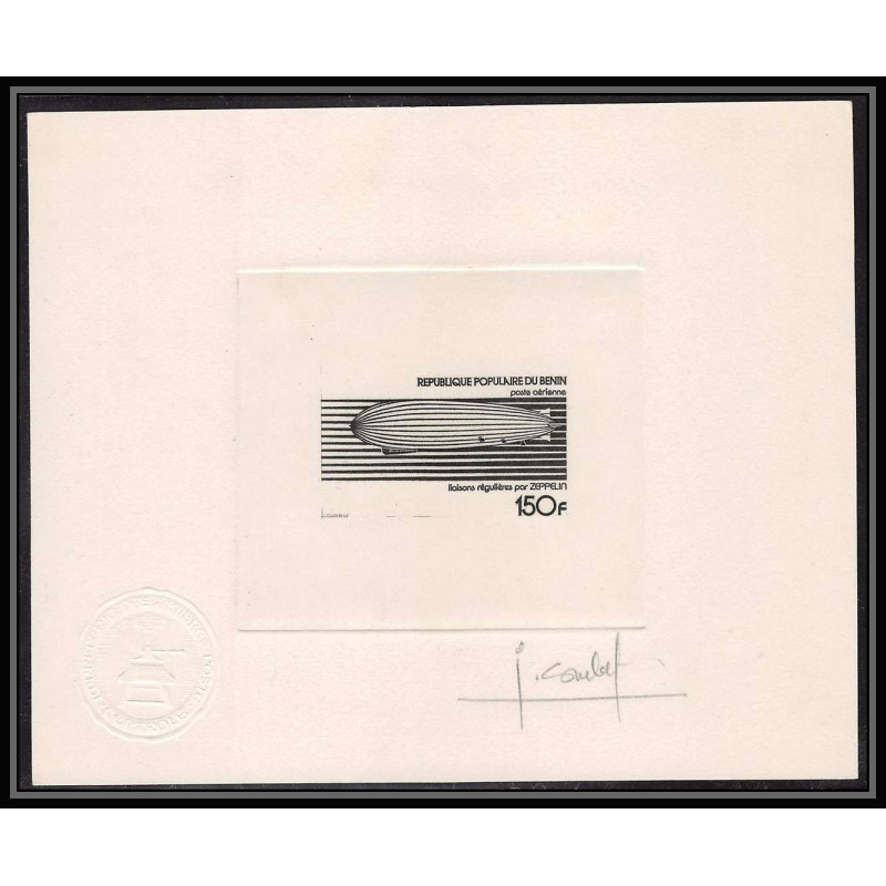 0566 Epreuve d'artiste artist proof benin y&t 270 zeppelin Signé signed autograph Combet