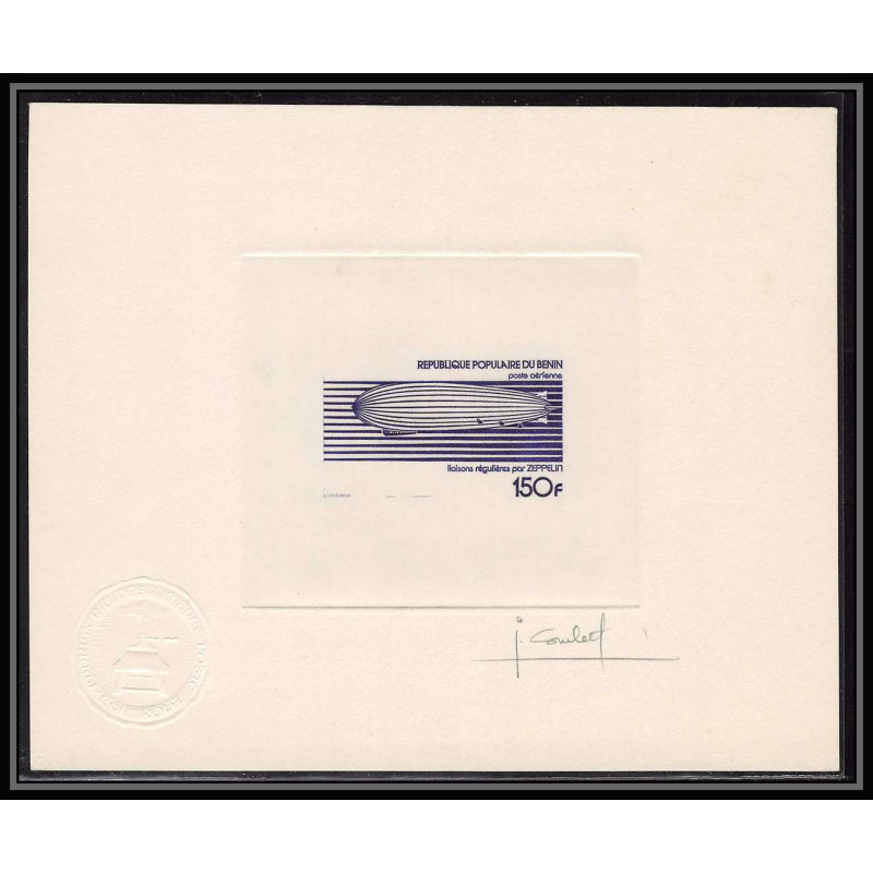 0567 Epreuve d'artiste artist proof benin y&t 270 zeppelin Signé signed autograph Combet