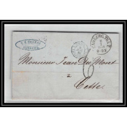 41059 Lettre LAC Allemagne (Deutschland) hamburg tour-t forbach 1868 pour cette France marque postale entree Vorlaufer