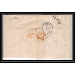 41076 Lettre LAC Allemagne Deutschland Luebeck tourt-3 forbach rouge 1867 cette herault France marque d'entree Vorlaufer