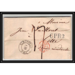 41084 Lettre LAC Allemagne Deutschland Elberfeld CPR2 prusse givet 1845 cette herault France marque d'entree Vorlaufer