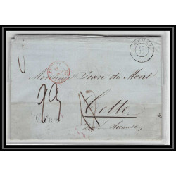 41096 Lettre LAC Allemagne Deutschland 1847 wesel Prusse forbach CPR2 convoyeur cette herault France marque entree