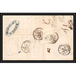 41112 Lettre LAC Allemagne Deutschland Coeln cologne 1849 convoyeur cette herault France marque d'entree Vorlaufer