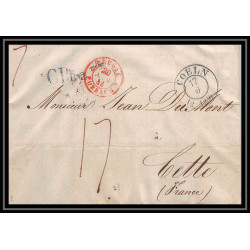 41118 Lettre LAC Allemagne Deutschland Coeln cologne prusse forbach 1844 CPR2 cette herault France marque d'entree