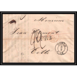 41121 Lettre LAC Allemagne Deutschland Coeln cologne prusse givet CPR2 1846 cette herault France marque d'entree