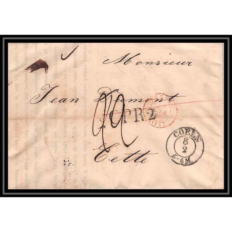 41121 Lettre LAC Allemagne Deutschland Coeln cologne prusse givet CPR2 1846 cette herault France marque d'entree