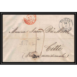 41123 Lettre LAC Allemagne Deutschland Coeln prusse forbach 1846 CPR2 cette herault France marque d'entree Vorlaufer