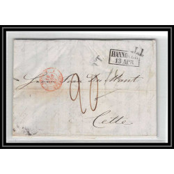 41127 Lettre LAC Allemagne Deutschland hannover TT double frappe tour t strasbourg 1843 cette France marque d'entree