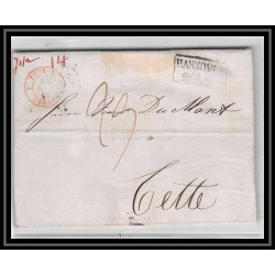41129 Lettre LAC Allemagne Deutschland hannover tour t strasbourg 1844 cette herault France marque d'entree Vorlaufer