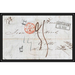 41131 Lettre LAC Allemagne Deutschland hannover TT tour t strasbourg 1843 cette herault France marque d'entree Vorlaufer