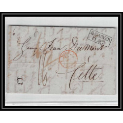 41133 Lettre LAC Allemagne Deutschland hannover TT tour t strasbourg 1848 cette herault France marque d'entree Vorlaufer
