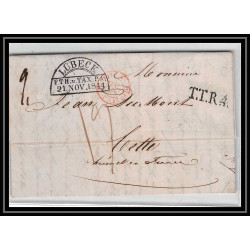 41146 Lettre LAC Allemagne Deutschland Lubeck TTR4 TT tour t strasbourg 1844 cette France marque d'entree Vorlaufer