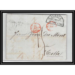 41160 Lettre LAC Allemagne Deutschland Lubeck tour T strasbourg 1846 cette herault France marque d'entree Vorlaufer