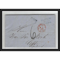 41169 Lettre LAC Allemagne Deutschland harburg 2/12 w hannover 1867 prusse forbach cette herault France marque d'entree