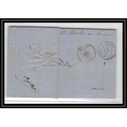 41169 Lettre LAC Allemagne Deutschland harburg 2/12 w hannover 1867 prusse forbach cette herault France marque d'entree