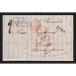 41193 Lettre LAC Allemagne Deutschland Hamburg TT Tour-T strasbourg 1844 TTR4 cette herault France marque d'entree