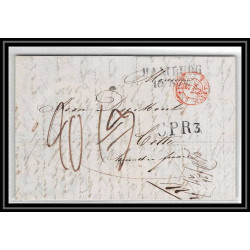 41205 Lettre LAC Allemagne Deutschland Hamburg Tour-T Givet CPR3 1843 cette herault France marque d'entree Vorlaufer