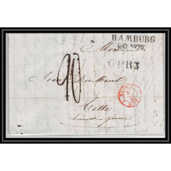 41207 Lettre LAC Allemagne Deutschland Hamburg Tour-T Givet CPR3 1843 cette herault France marque d'entree Vorlaufer