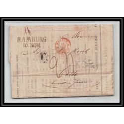 41210 Lettre LAC Allemagne Deutschland Hamburg prusse forbach CPR4 1843 cette herault France marque d'entree Vorlaufer