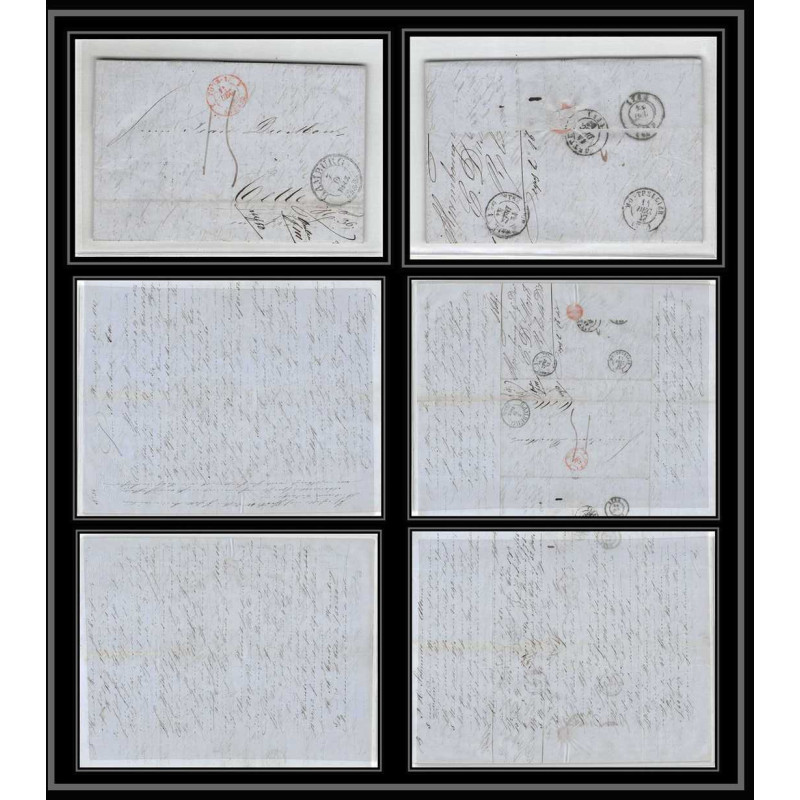 41221 Lettre LAC Allemagne Deutschland Hamburg Tour-T strasbourg 1847 cette France marque d'entree Vorlaufer