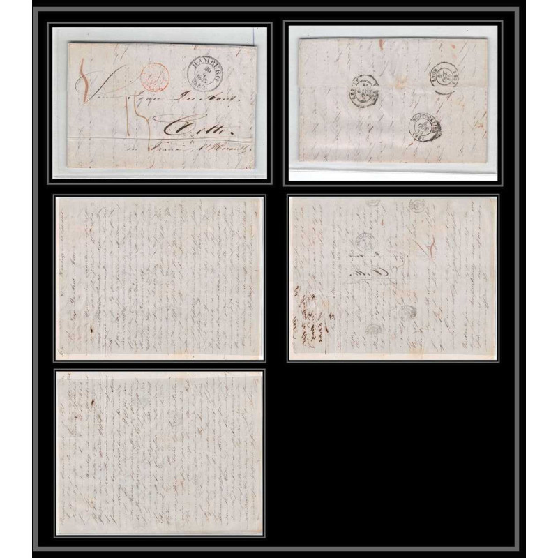 41224 Lettre LAC Allemagne Deutschland Hamburg Tour-T strasbourg 1845 cette France marque d'entree Vorlaufer