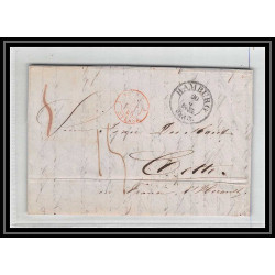 41224 Lettre LAC Allemagne Deutschland Hamburg Tour-T strasbourg 1845 cette France marque d'entree Vorlaufer