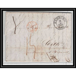 41225 Lettre LAC Allemagne Deutschland Hamburg Tour-T strasbourg 1845 cette France marque d'entree Vorlaufer