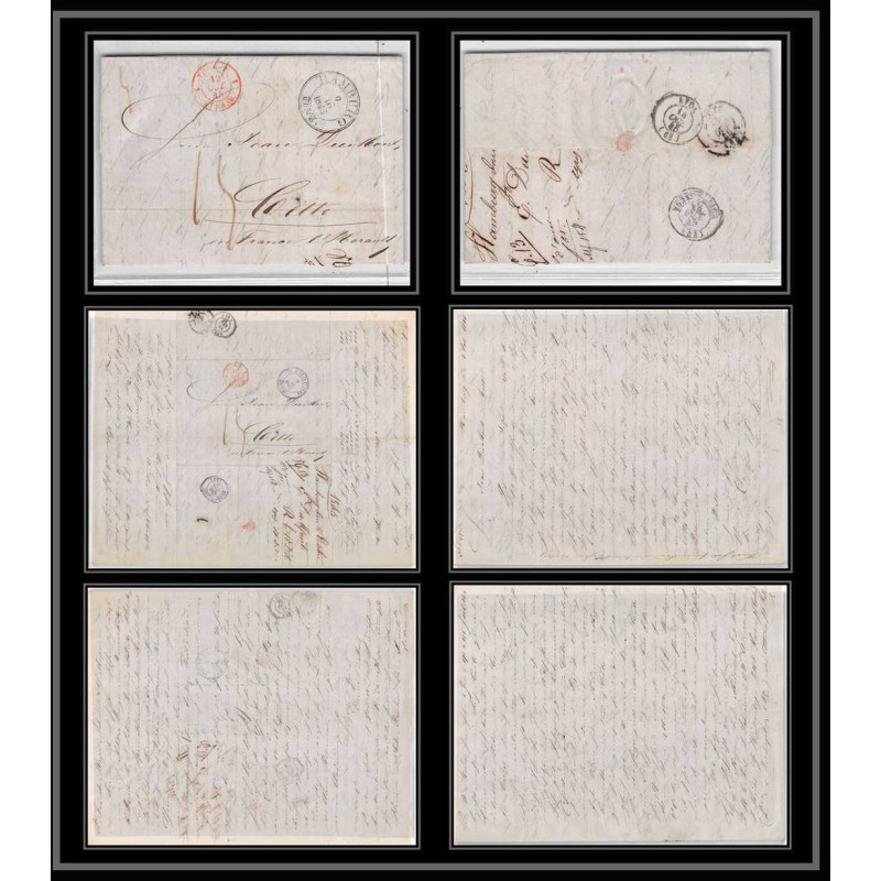 41227 Lettre LAC Allemagne Deutschland Hamburg Tour-T strasbourg 1845 cette France marque d'entree Vorlaufer