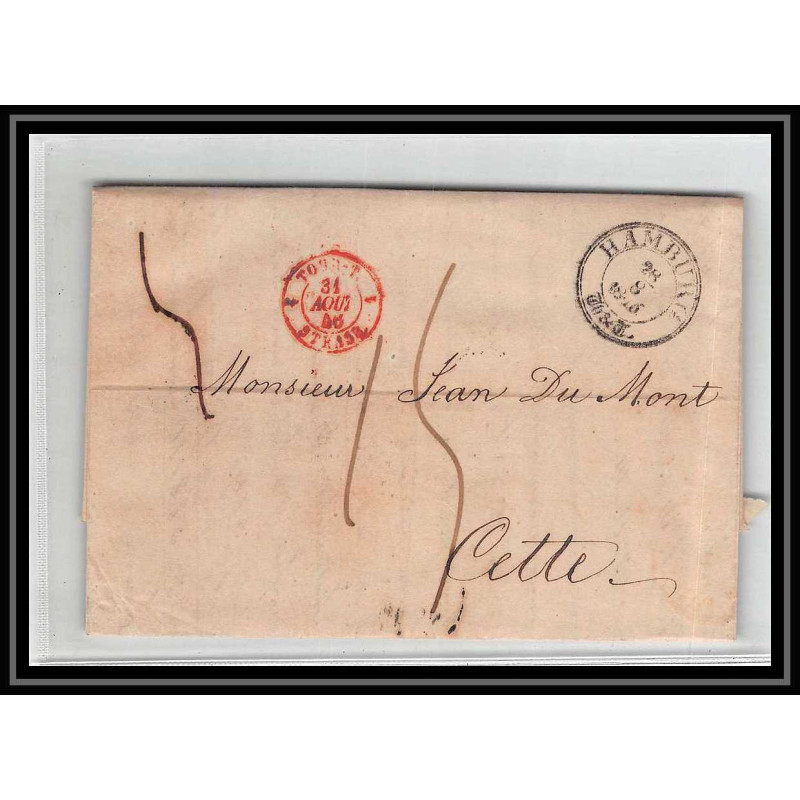 41235 Lettre LAC Allemagne Deutschland Hamburg Tour-T strasbourg 1847 cette France marque d'entree Vorlaufer