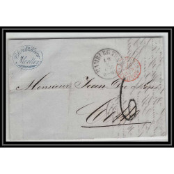 41245 Lettre LAC Allemagne Deutschland Hamburg Tour-T VALENCIENNES 1856 cette France marque d'entree Vorlaufer
